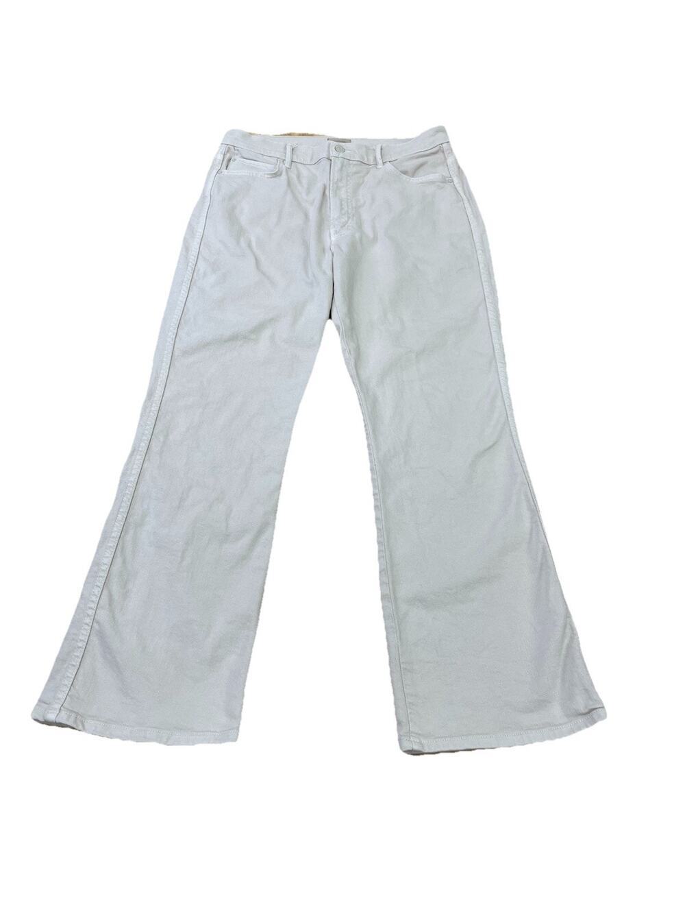 Mother Mid Rise Smokin' Double Flood Jeans Size 32 Ivory Boho Stretch